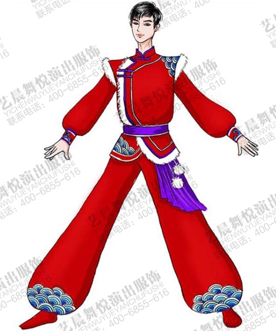 男款秧歌演出服装陕北民间秧歌舞蹈比赛服装定制