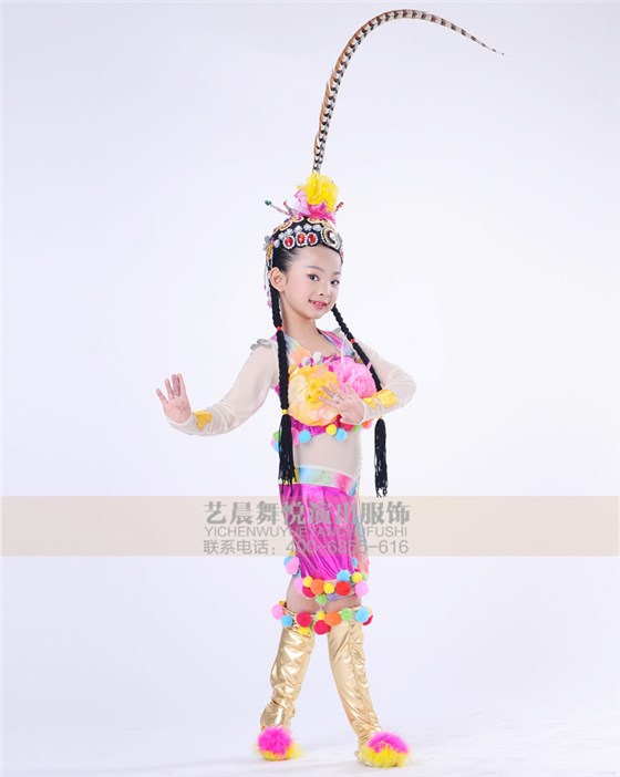 儿童小花旦演出服装设计,儿童戏曲服装定制,学生戏曲练功服装订制