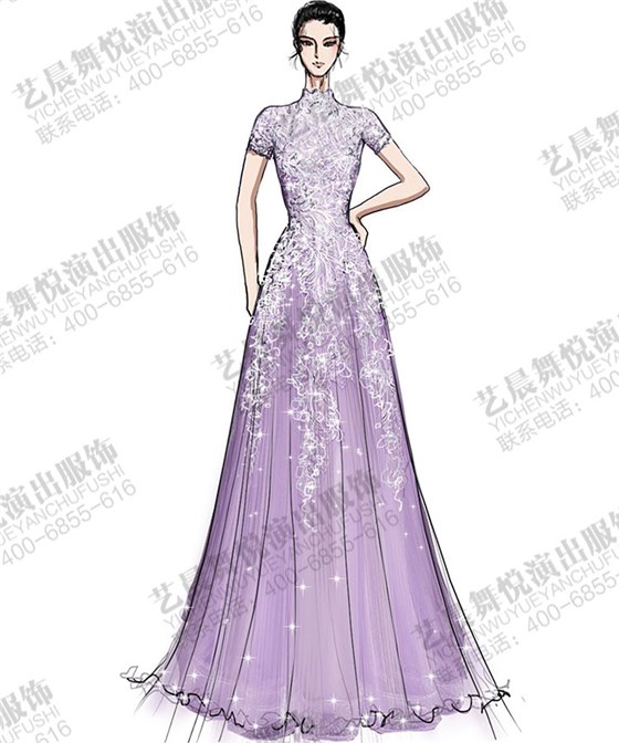 新款舞台演出服装大型音乐会礼服设计,钢琴独奏演出