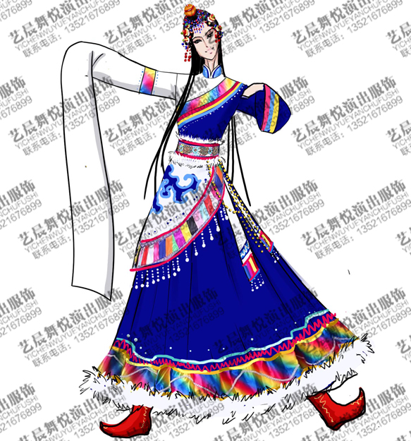 藏族舞蹈服饰,藏族舞蹈演出服饰,藏族服饰