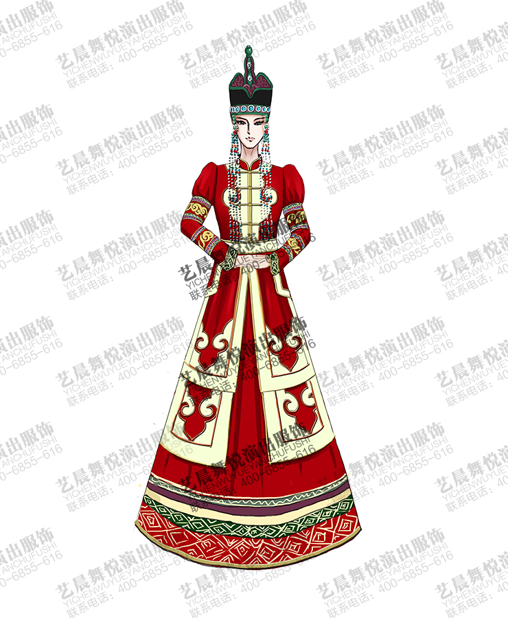 56个少数民族服装定做蒙古舞台服装长裙定制
