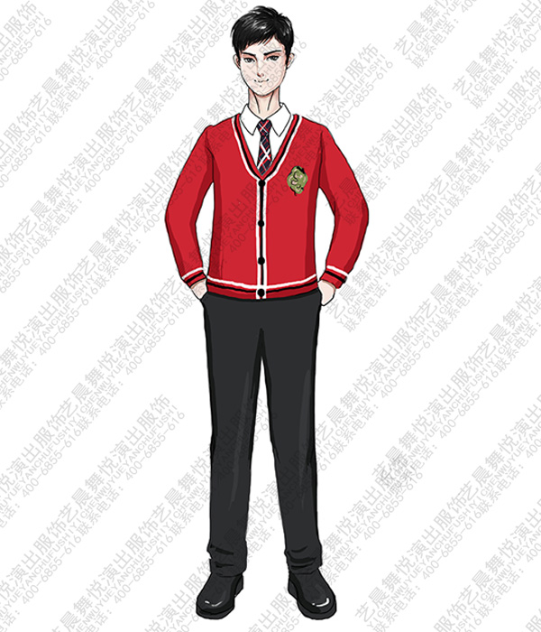男童红色合唱演出服装