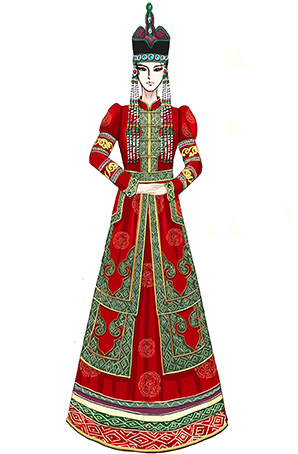 蒙古族舞台装女民族舞台演出服装蒙古服装定制