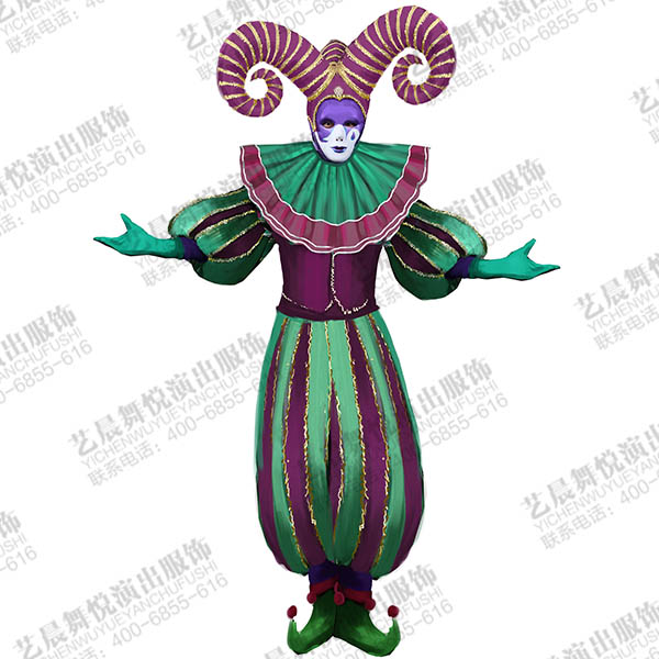游乐园小丑演出服装景区小丑服装定制马戏团小丑服装设计