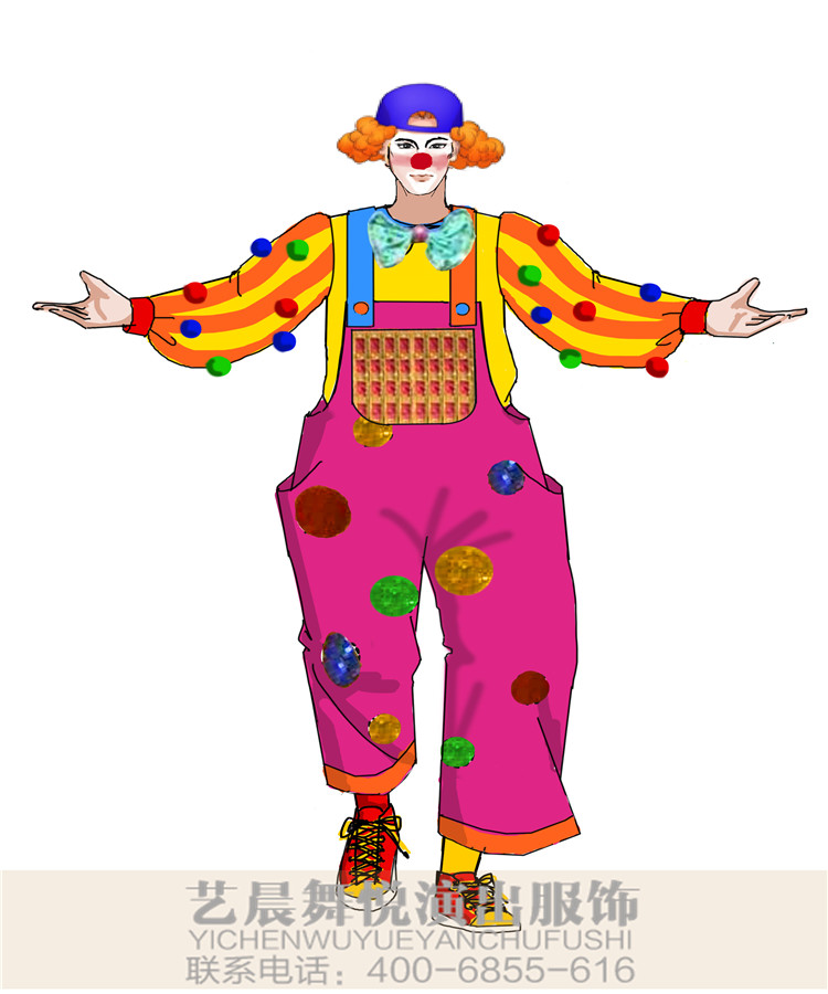 游乐园小丑表演服装景区舞台小丑演出服装定制