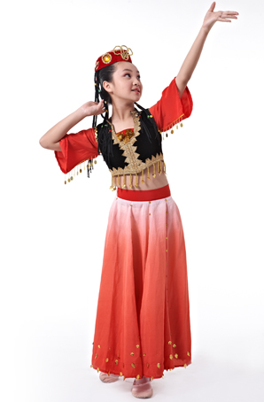 艺晨舞悦维族舞演出服装儿童少数民族演出表演服装定制儿童民族服装
