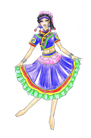彝族舞蹈演出服装设计彝族舞蹈服装定制女装
