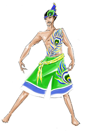 傣族舞男士舞蹈服设计民族舞台表演服傣族舞蹈服装